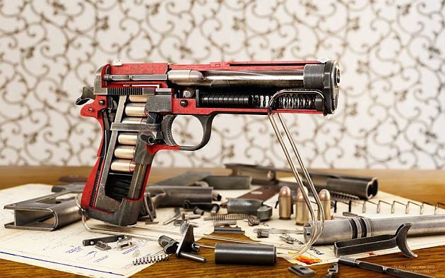 Pistolet Colt 45 w przekroju
