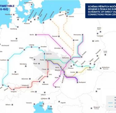 Sieć kolejowa Czech, pociągi nocne 2022-2023