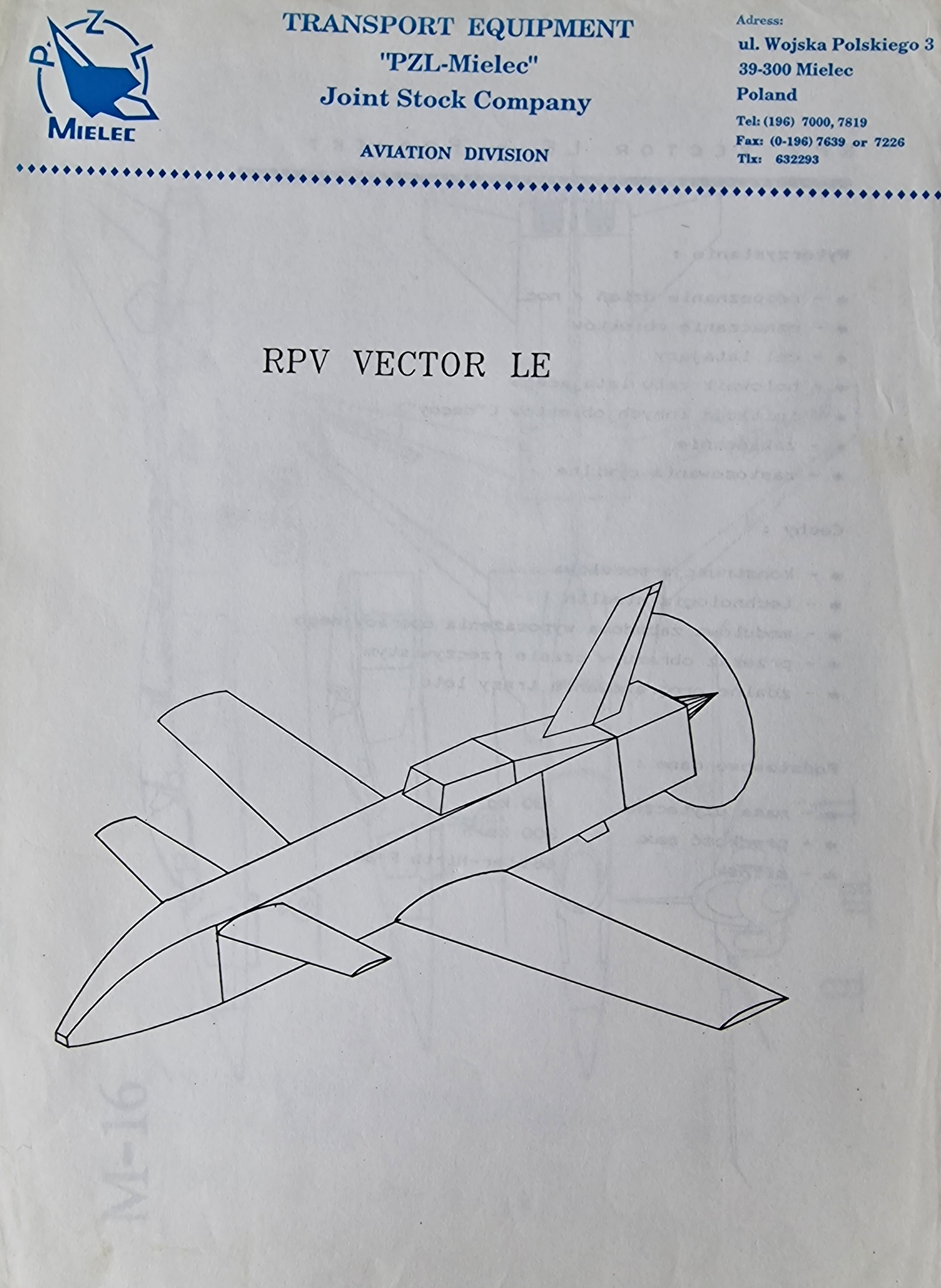 Projekt polskiego drona z firmy PZL-Mielec z 1993 roku