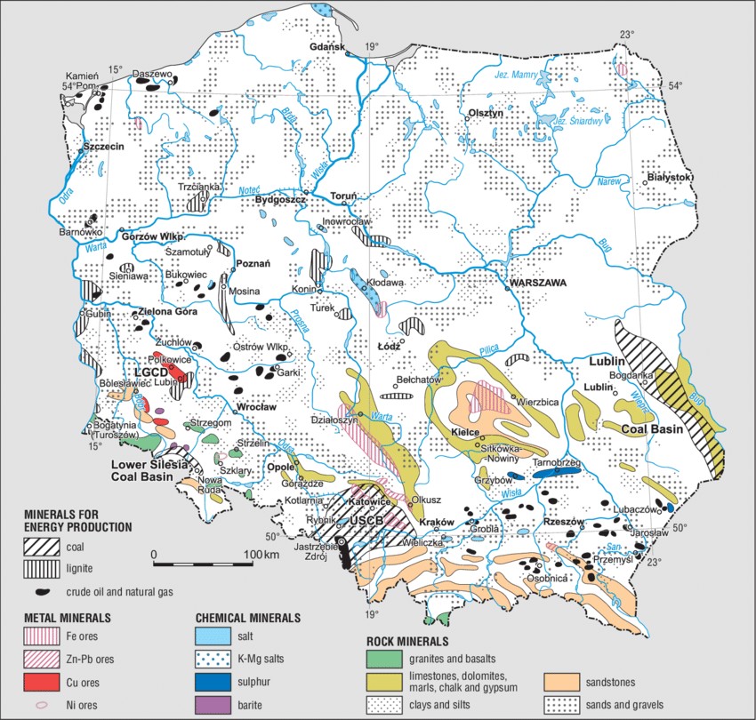 Mapa surowcowa Polski