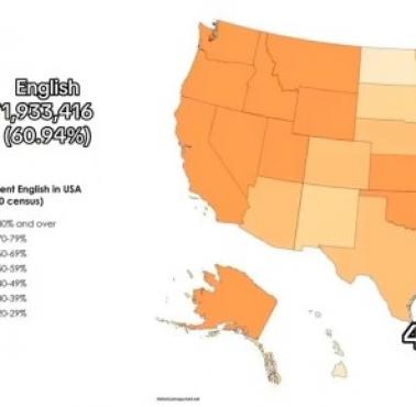 Mapa etniczna USA. Anglicy w 1790 i 2020 roku