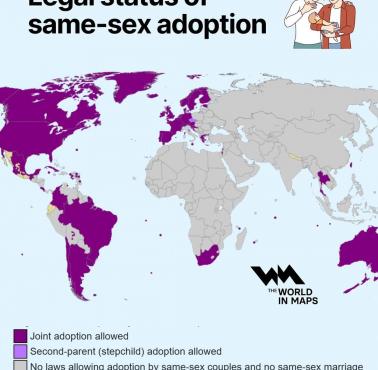 Uregulowania prawne związane z adopcją dzieci przez pary homoseksualna i lesbijskie, prawdopodobnie dane z 2025