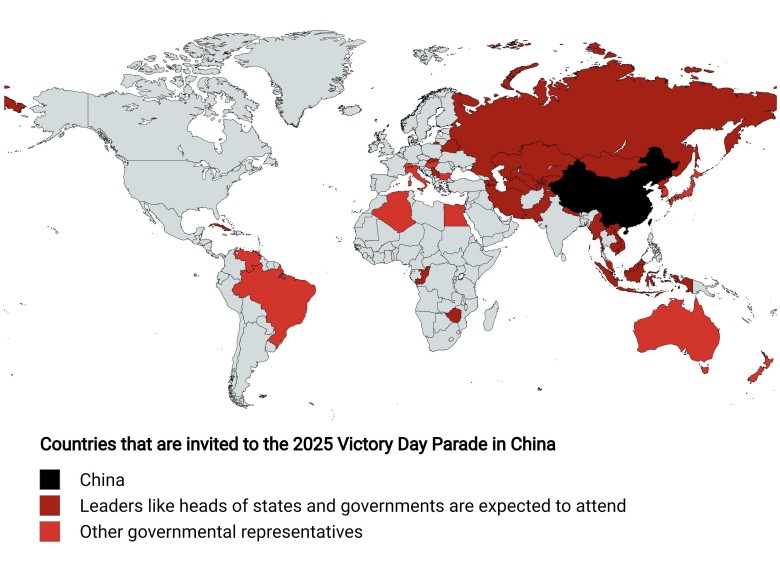 Kraje, których głowy państw wezmą udział w Paradzie Zwycięstwa w Chinach 3 września 2025