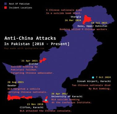 Ataki terrorystyczne na Chińczyków w Pakistanie, 2018-2025