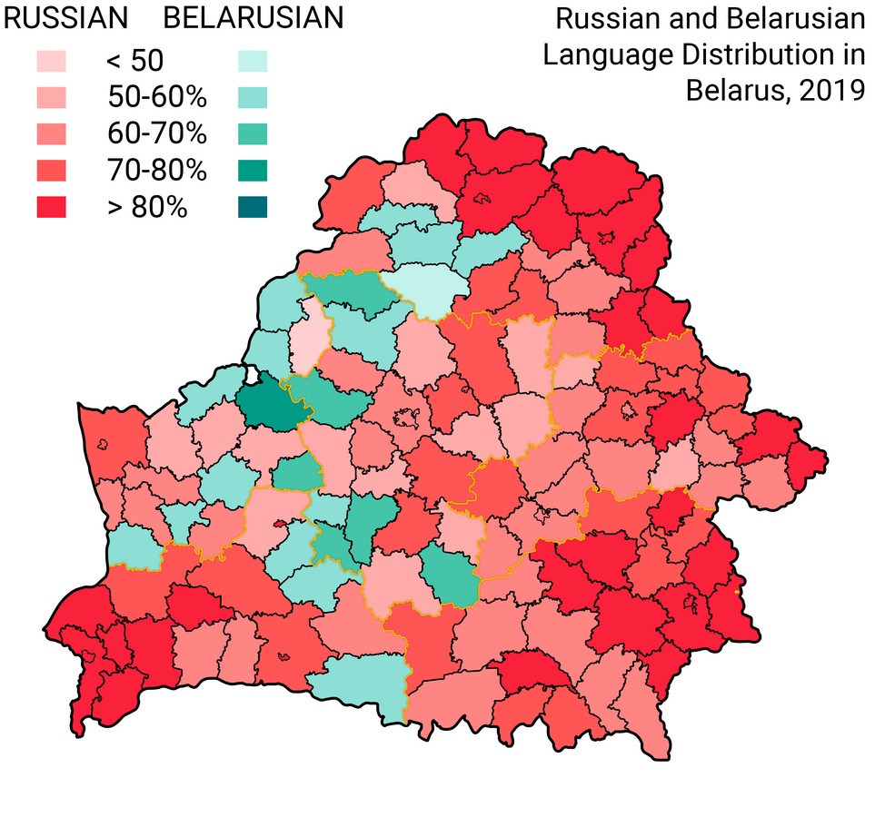 Języki używane na Białorusi - Białoruski i Rosyjski, 2019