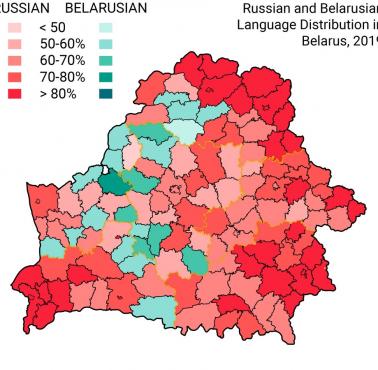 Języki używane na Białorusi - Białoruski i Rosyjski, 2019
