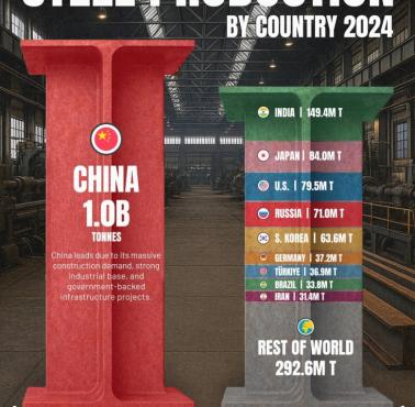 Top10 producentów stali, 2024