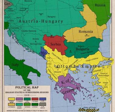 Mapa Bałkanów z 1912 roku