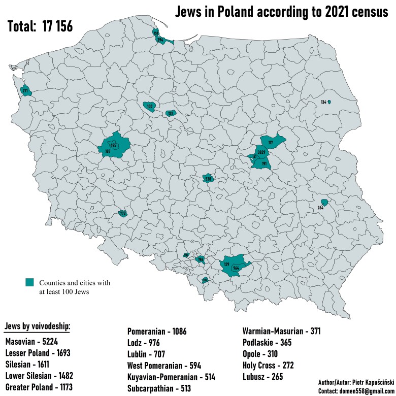 Społeczności żydowskie (Żydów) w Polsce w 2021 roku