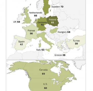 Opinie na temat NATO w państwach członkowskich. (PewResearch) , prawdopodobnie 2025