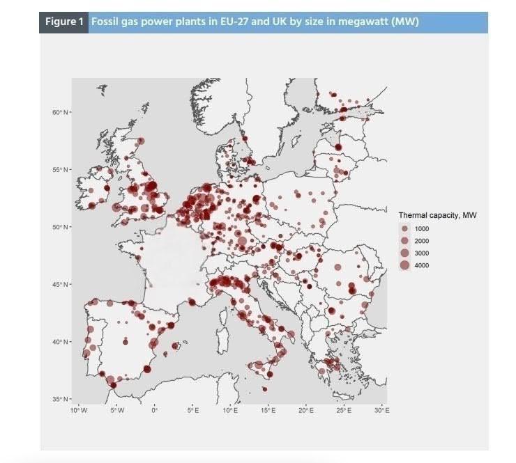 Elektrownie opalane gazem kopalnym w Europie według wielkości w MW według stanu na wrzesień 2025 r.