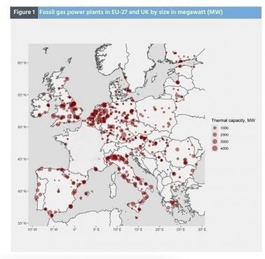 Elektrownie opalane gazem kopalnym w Europie według wielkości w MW według stanu na wrzesień 2025 r.