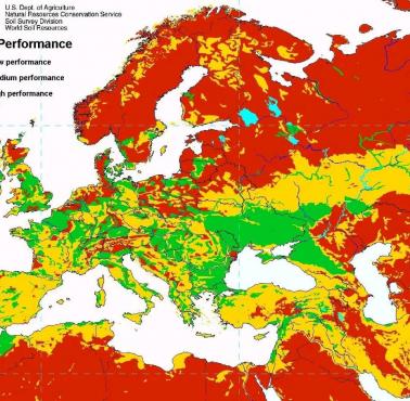 Rodzaje gleb z podziałem na ich jakość w Europie