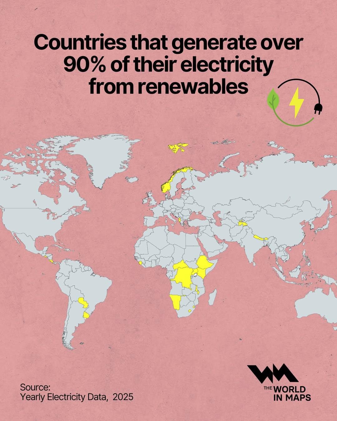 Kraje, które wytwarzają ponad 90 proc. energii elektrycznej ze źródeł odnawialnych, 2025