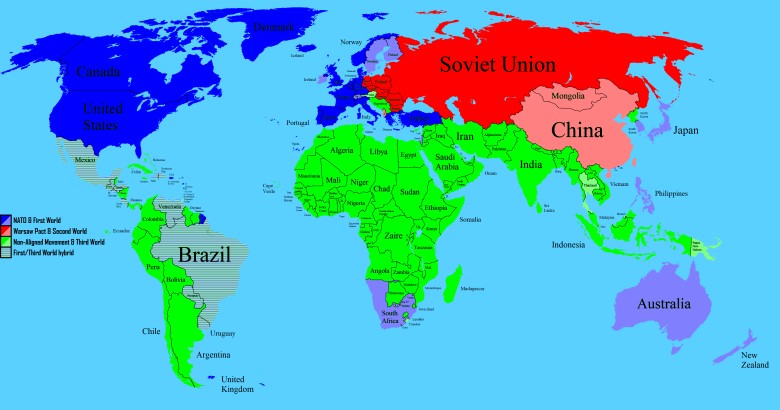 Mapa świata trzech światów i sojuszy, 1984