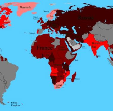 Mapa świata przedstawiająca ofiary śmiertelne I wojny światowej