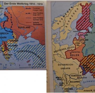 Mapa po podpisaniu pokoju w Brześciu Litewskim 1918