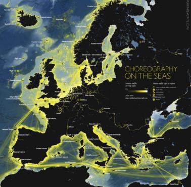 Mapa ruchu morskiego w Europie