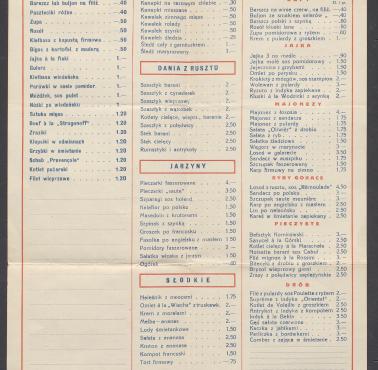 Menu Baru pod Wiechą Centrala Warszawa, Sienkiewicza 12, 1933