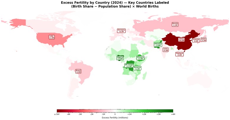 Kraje, które odnotowały nadwyżkę urodzeń, 2024
