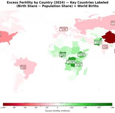 Kraje, które odnotowały nadwyżkę urodzeń, 2024