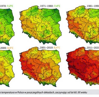 Średnia roczna temperatura w Polsce w latach 1960–2010