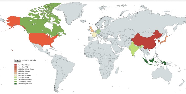Top10 krajów z największymi rynkami e-commerce, 2025