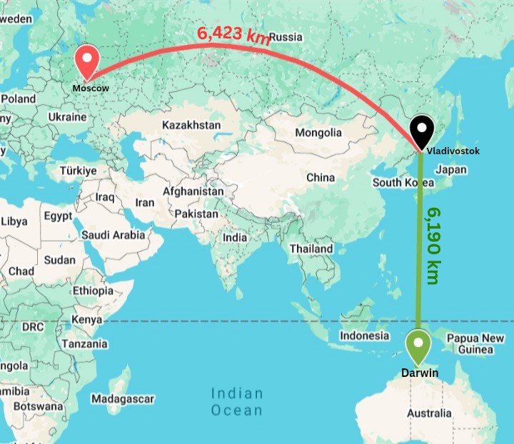 Władywostok jest bliżej Darwin niż Moskwy