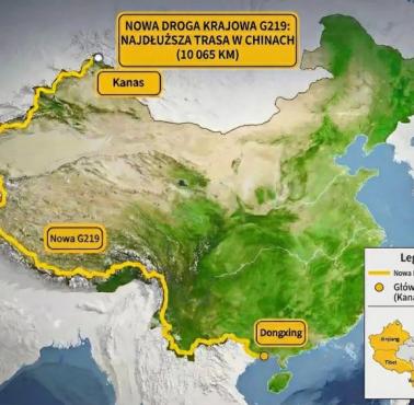 Najdłuższa trasa Chin G219 ponad 10 tys. km. Niektóre jej odcinki znajdują się na wysokości przekraczającej 5300 m n.p.m.