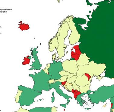 Mapa krajów według liczby samolotów bojowych w 2022 r.
