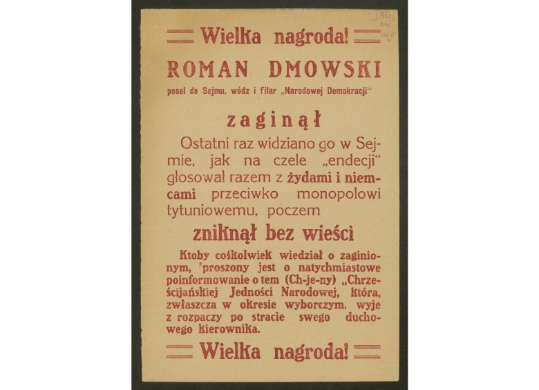 Wielka nagroda za Dmowskiego