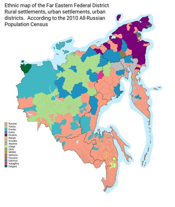 Mapa etniczna Okręgu Dalekowschodniego Rosji (Daleki Wschód), 2010