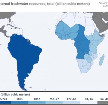 Odnawialne wewnętrzne zasoby słodkiej wody — podregiony Afryki i Ameryka Południowa