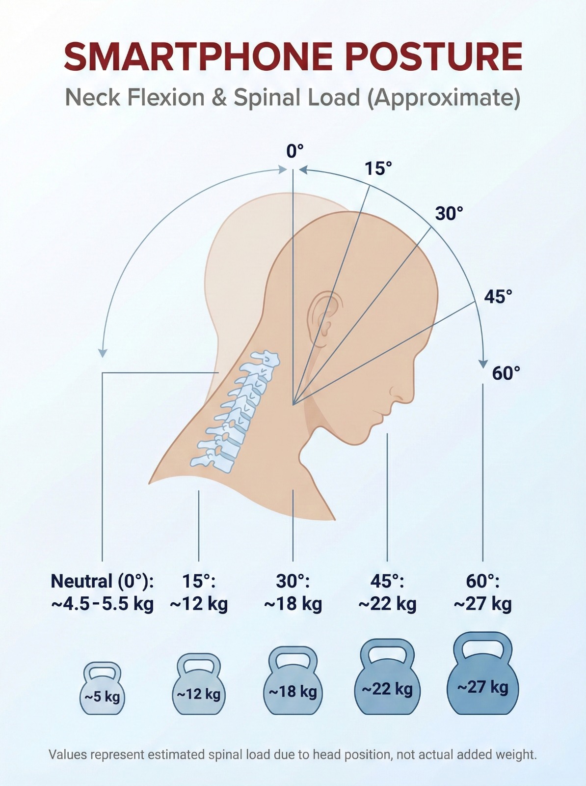 Jakie jest obciążenie kręgosłupa podczas używania smartfana?