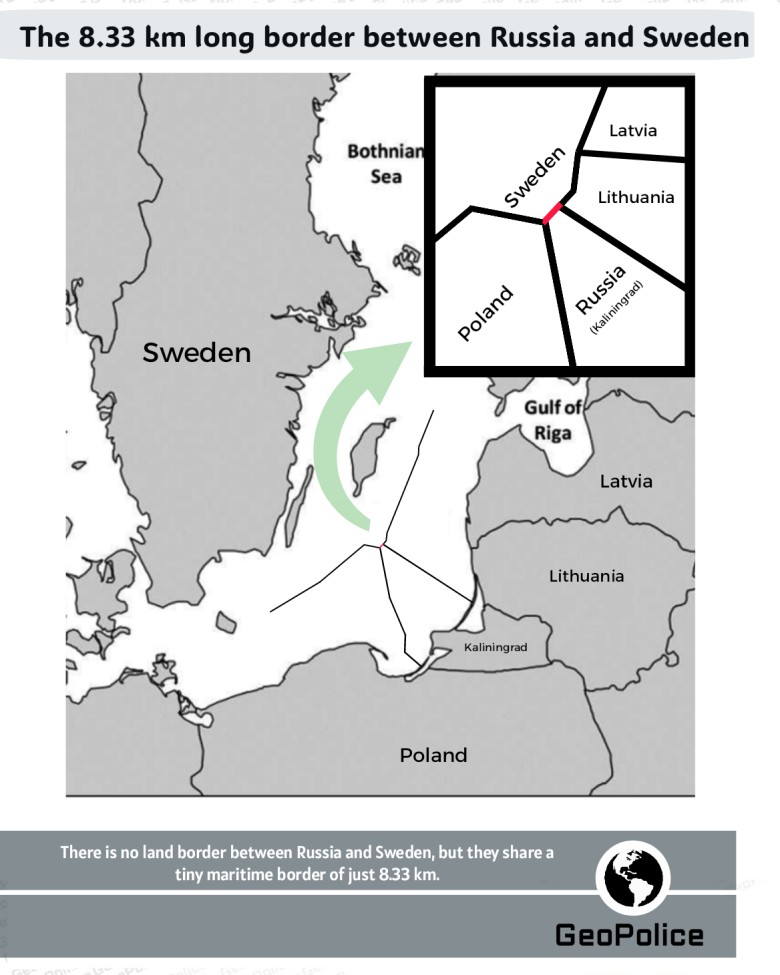 Granica o długości 8,33 km między Rosją a Szwecją