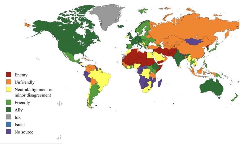 Relacje Izraela z poszczególnymi państwami świata, 2026 (po agresji na Iran)