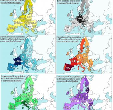 Odsetek populacji krajów Unii potrafiącej prowadzić rozmowę w niektórych głównych językach (w 2024 r.)