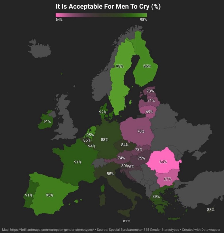 Czy Europejczycy uważają, że płacz mężczyzn jest akceptowalny?, 2024