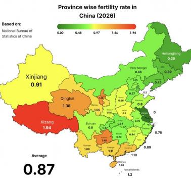Całkowity współczynnik dzietności (TFR) w Chinach, 2026
