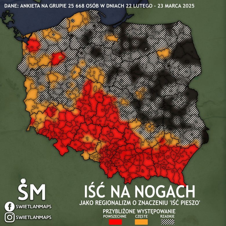 Regionalizmy iść na nogach iść pieszo, 2025