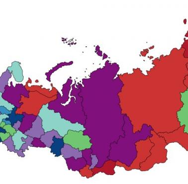 Wskaźnik zabójstw w poszczególnych regionach federalnych Rosji, 2019