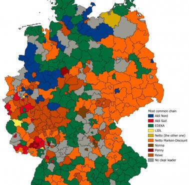 Najpopularniejsze sieci supermarketów w poszczególnych powiatach Niemiec (Landkreis), 2026