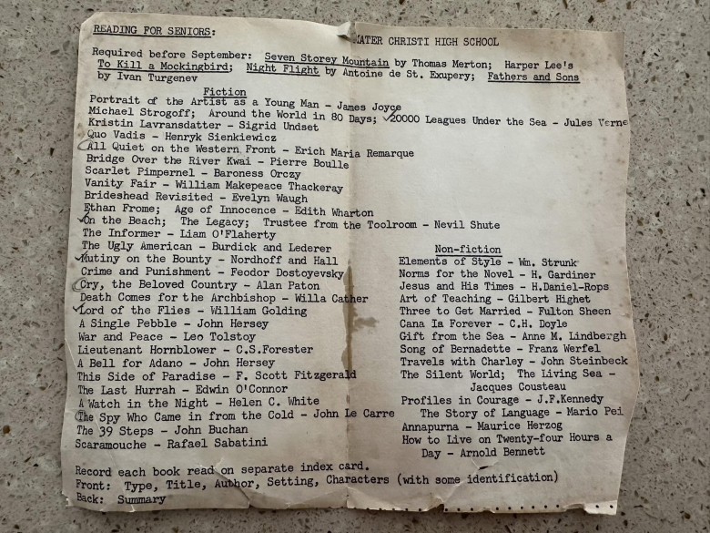 Lista lektur w amerykańskiej szkole średniej w 1965 roku, a na niej „Quo Vadis”