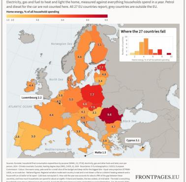 Wydatki na energię w gospodarstwie domowym jako część ogólnych wydatków gospodarstw domowych, Unia, 2024 r.