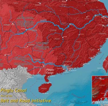 Nowo wybudowany kanał Pinglu, który łączy Chiny z Morzem na Pd od wyspy Hainan