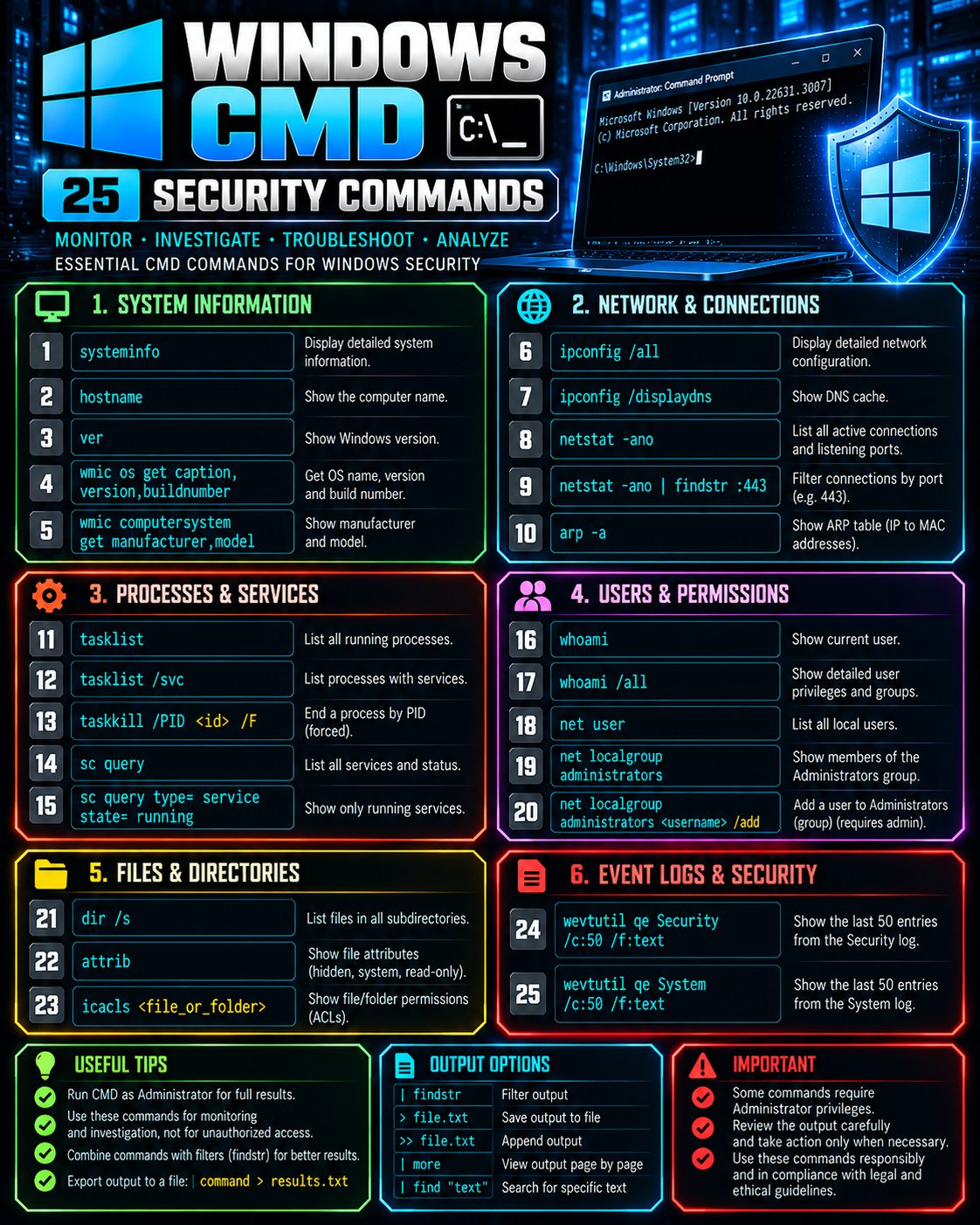 Top25 komend windowsowego terminala (cmd)
