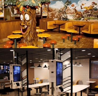 Tak wyglądał jeden z pierwszych barów McDonald's w środku, a tak wygląda współcześnie