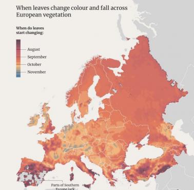 Kiedy liście zmieniają kolor i opadają? Europa, 1983-2017