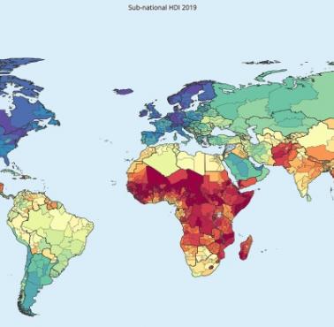 Wskaźnik rozwoju społecznego HDI (od ang. Human Development Index) świata, 2019