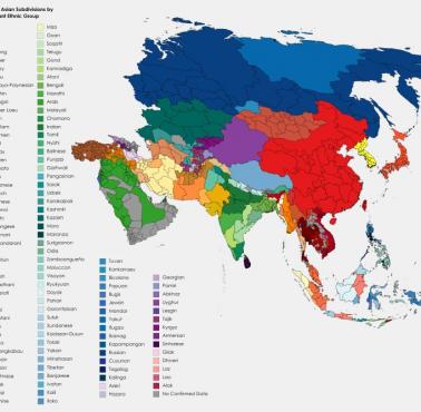 Etniczna mapa Azji z podziałem na regiony